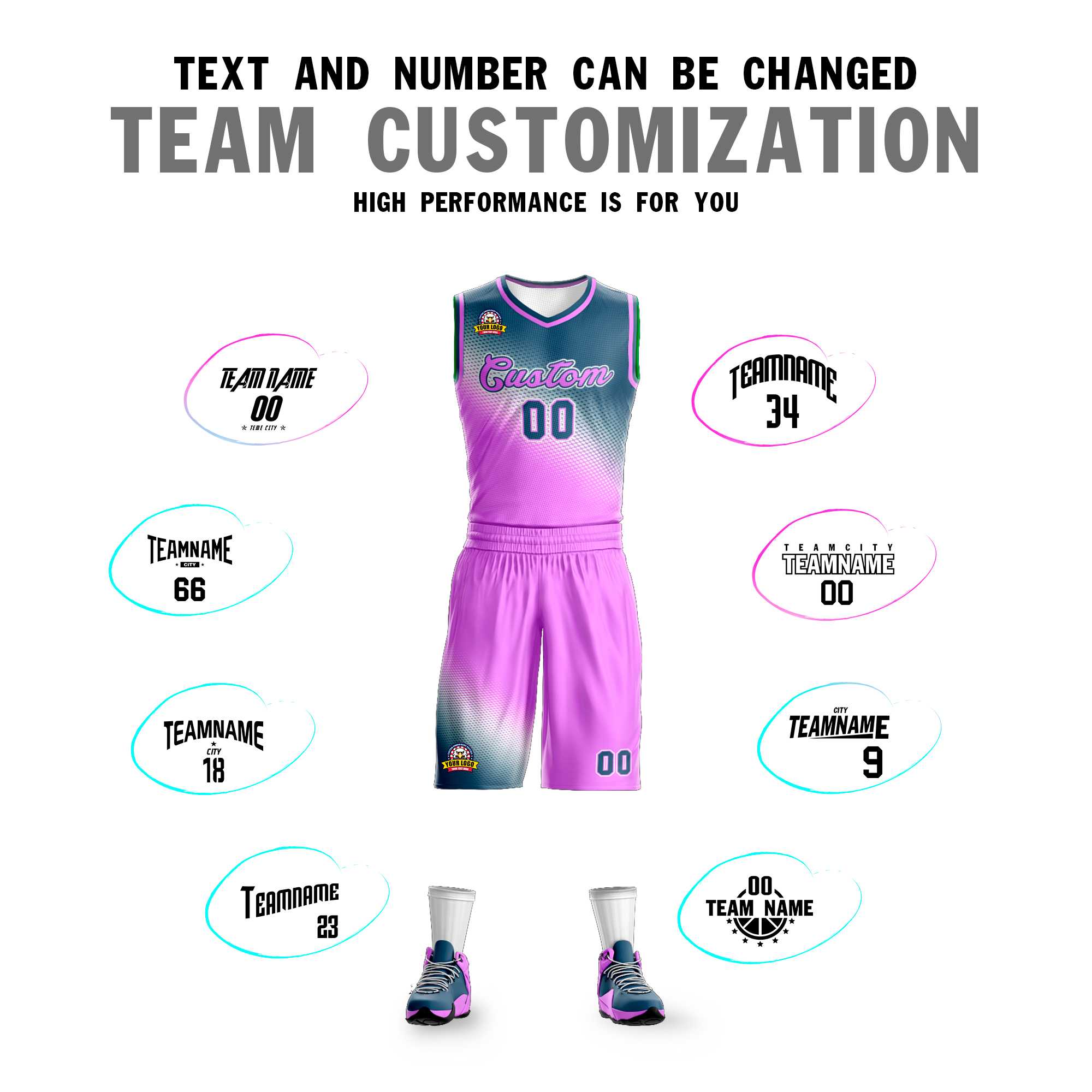 Custom Gray Pink Gradient Fashion Sports Uniform Basketball Jersey