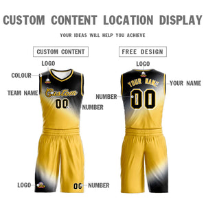 Custom Black Yellow Gradient Fashion Sports Uniform Basketball Jersey