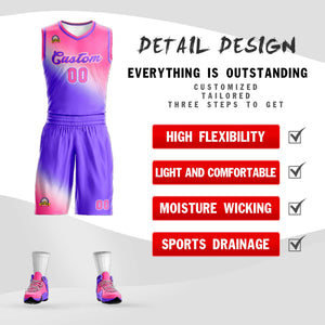 Custom Pink Purple Gradient Fashion Sports Uniform Basketball Jersey