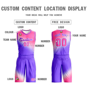 Custom Pink Purple Gradient Fashion Sports Uniform Basketball Jersey