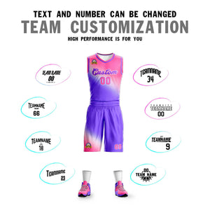 Custom Pink Purple Gradient Fashion Sports Uniform Basketball Jersey