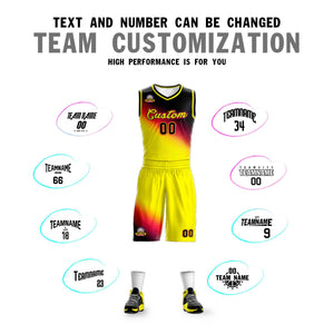 Custom Black Red-Gold Gradient Fashion Sports Uniform Basketball Jersey