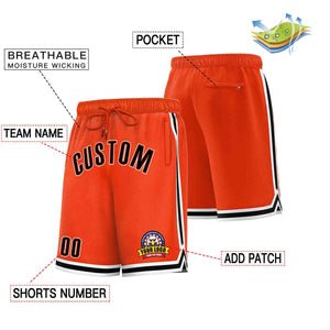 Custom Orange Black-White Classic Style Basketball Mesh Shorts