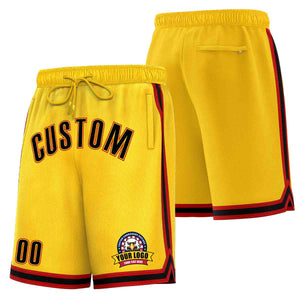 Custom Gold Black-Red Classic Style Basketball Mesh Shorts