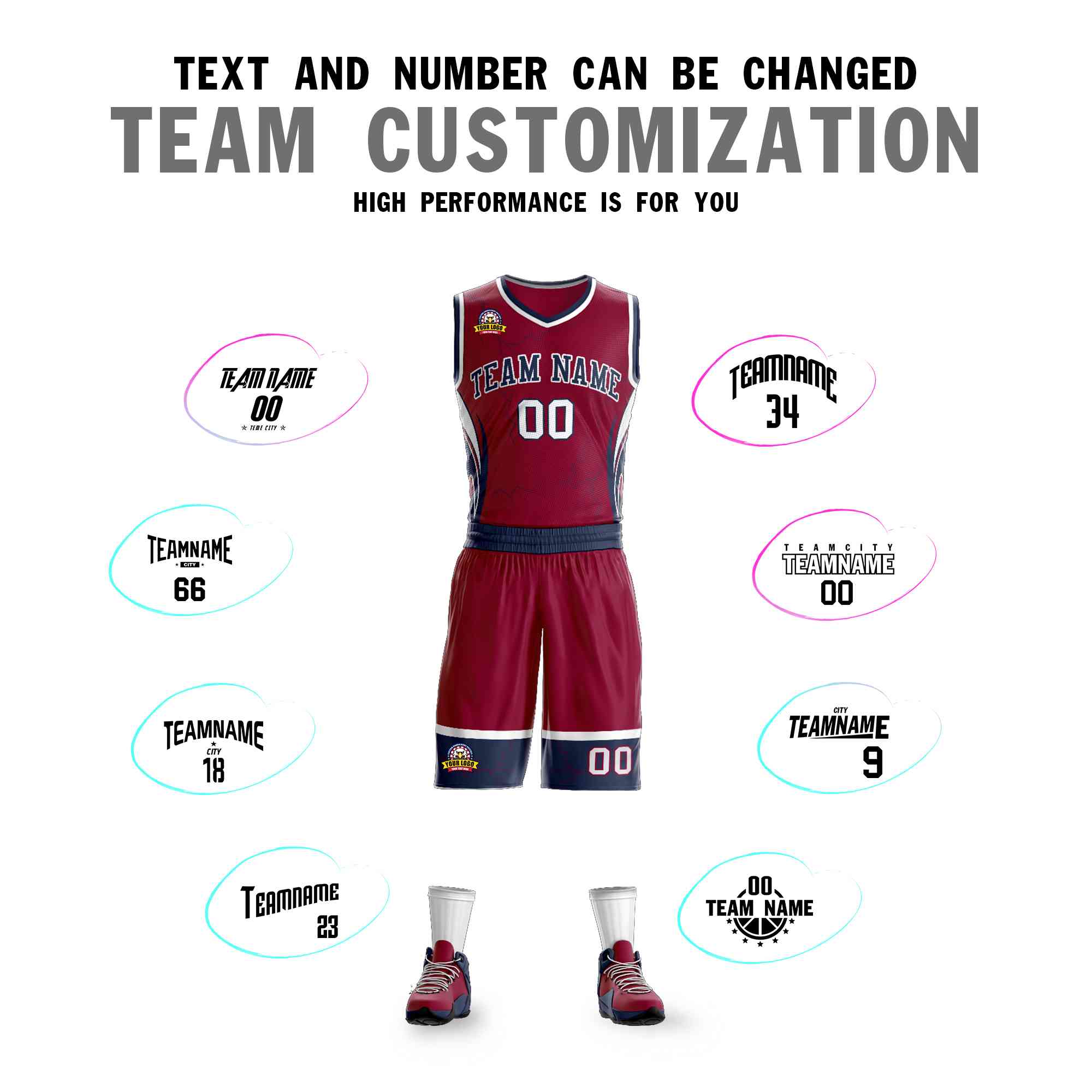 Custom Maroon Navy-White Graffiti Pattern Sets Lightning Basketball Jersey