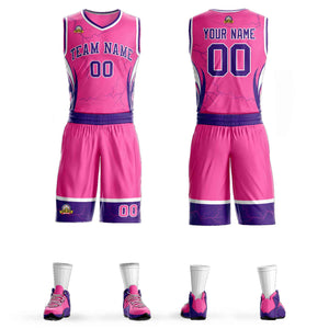 Le motif de graffiti personnalisé rose violet-blanc définit le maillot de basket-ball Lightning