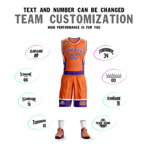 Le motif de graffiti personnalisé Orange violet-blanc définit le maillot de basket-ball Lightning