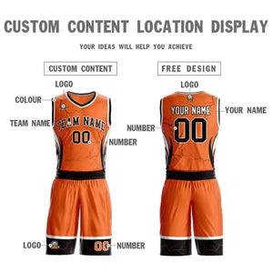 Custom Orange Black-White Graffiti Pattern Sets Lightning Basketball Jersey