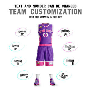 Custom Purple Pink-White Graffiti Pattern Sets Lightning Basketball Jersey