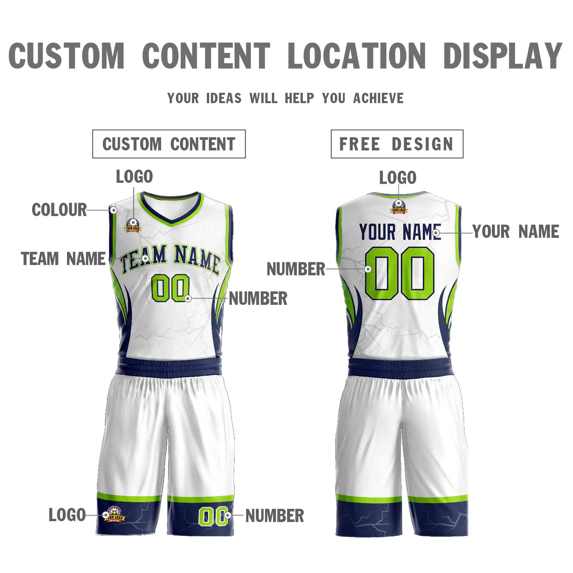 Custom White Navy-White Graffiti Pattern Sets Lightning Basketball Jersey