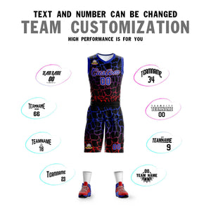 Custom Black Royal-Red Spotted Graffiti Pattern Sports Uniform Basketball Jersey