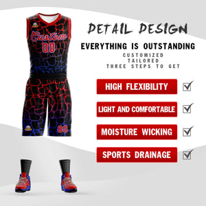 Custom Black Maroon-Blue Spotted Graffiti Pattern Sports Uniform Basketball Jersey