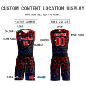 Custom Black Maroon-Blue Spotted Graffiti Pattern Sports Uniform Basketball Jersey