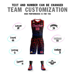 Custom Black Maroon-Blue Spotted Graffiti Pattern Sports Uniform Basketball Jersey