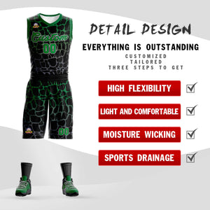 Custom Black Kelly Green-Gray Spotted Graffiti Pattern Sports Uniform Basketball Jersey