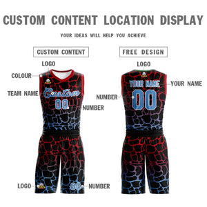 Maillot de basket-ball personnalisé, uniforme de sport, motif Graffiti à pois bleu poudre noir rouge