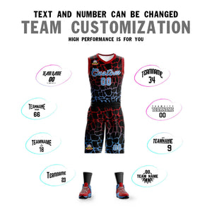 Custom Black Red-Powder Blue Spotted Graffiti Pattern Sports Uniform Basketball Jersey