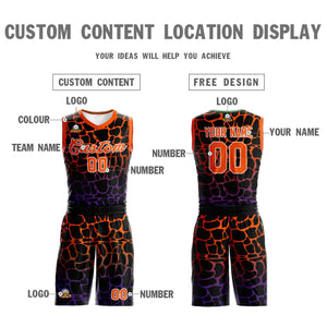 Custom Black Orange-Purple Spotted Graffiti Pattern Sports Uniform Basketball Jersey