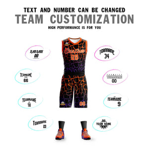 Custom Black Orange-Purple Spotted Graffiti Pattern Sports Uniform Basketball Jersey