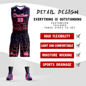 Custom Black Purple-Pink Spotted Graffiti Pattern Sports Uniform Basketball Jersey