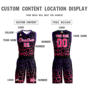 Custom Black Purple-Pink Spotted Graffiti Pattern Sports Uniform Basketball Jersey