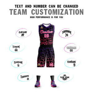 Custom Black Purple-Pink Spotted Graffiti Pattern Sports Uniform Basketball Jersey