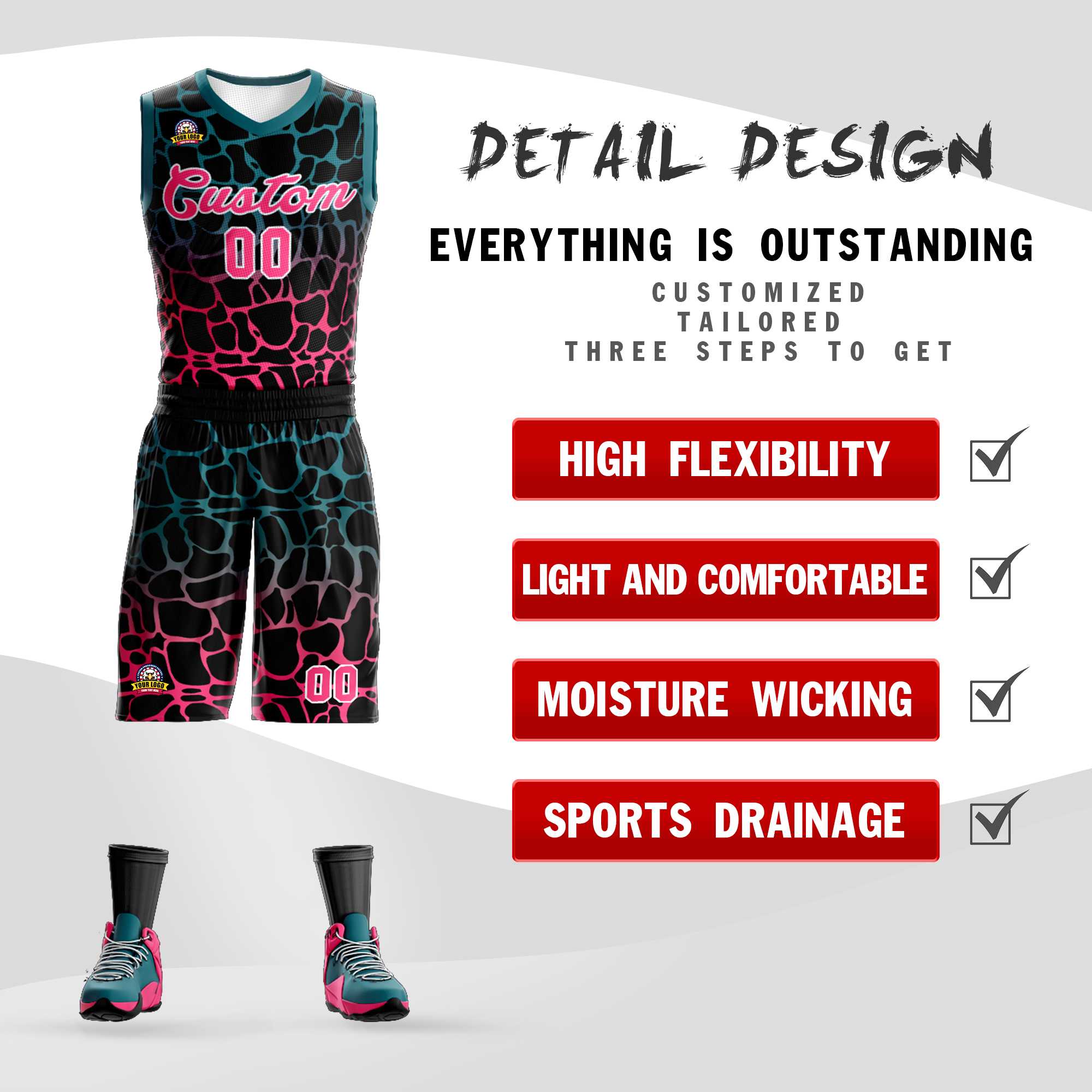 Custom Black Midnight Green-Pink Spotted Graffiti Pattern Sports Uniform Basketball Jersey