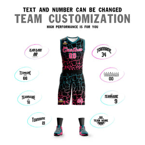 Custom Black Midnight Green-Pink Spotted Graffiti Pattern Sports Uniform Basketball Jersey