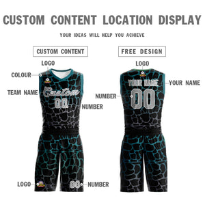 Custom Black Midnight Green-Gray Spotted Graffiti Pattern Sports Uniform Basketball Jersey