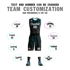 Custom Black Midnight Green-Gray Spotted Graffiti Pattern Sports Uniform Basketball Jersey