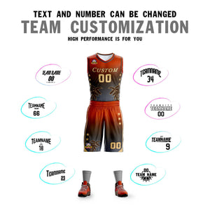 Custom Texas Orange Brown-Dark Gray Gradient Fashion Coconut Palm Pattern Sports Uniform Basketball Jersey