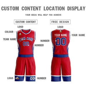 Custom Red Royal-White Graffiti Pattern Sets Lightning Basketball Jersey