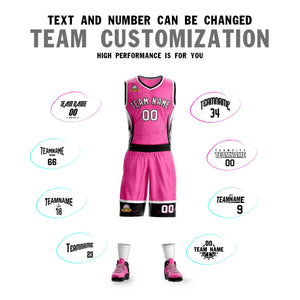 Custom Pink White-Black Graffiti Pattern Sets Lightning Basketball Jersey