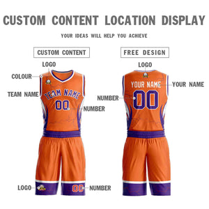 Le motif de graffiti personnalisé Orange violet-blanc définit le maillot de basket-ball Lightning