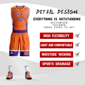 Le motif de graffiti personnalisé Orange violet-blanc définit le maillot de basket-ball Lightning