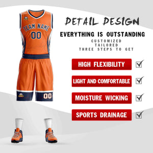 Le motif de graffiti personnalisé Orange marine-blanc définit le maillot de basket-ball Lightning