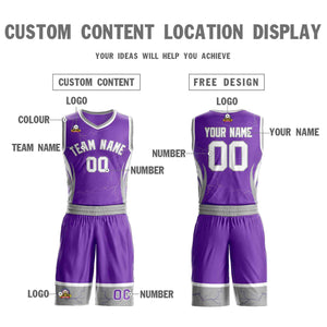 Le motif de graffiti personnalisé violet blanc-gris définit le maillot de basket-ball Lightning