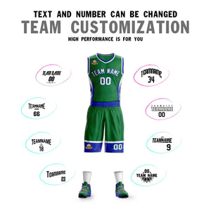 Custom Kelly Green White-Royal Graffiti Pattern Sets Lightning Basketball Jersey