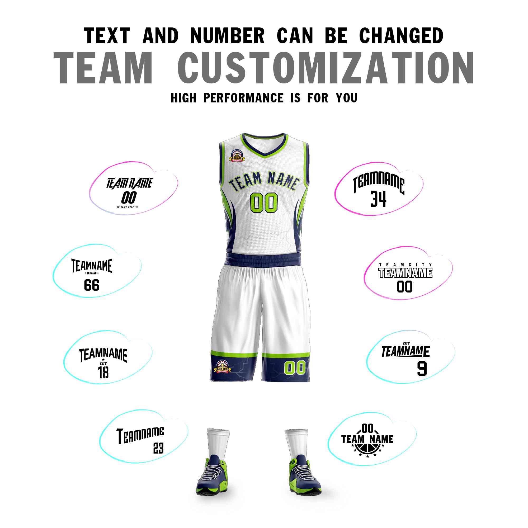 Custom White Navy-White Graffiti Pattern Sets Lightning Basketball Jersey