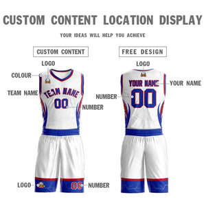 Custom White Royal-Red Graffiti Pattern Sets Lightning Basketball Jersey