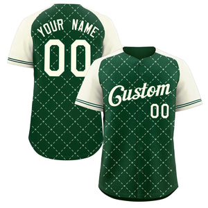 Maillot de baseball authentique à losange vert kaki-vert personnalisé