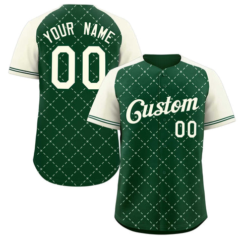 Custom Green Khaki-Green Rhombus Authentic Baseball Jersey