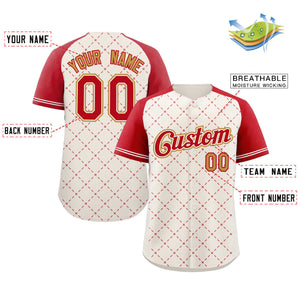 Custom Cream Red White-Old Gold Rhombus Authentic Baseball Jersey