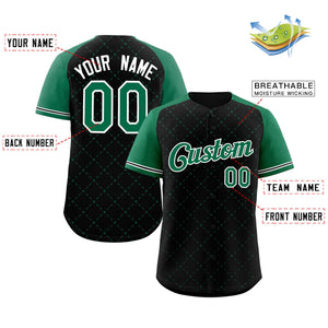 Maillot de baseball authentique noir Kelly vert-blanc losange personnalisé