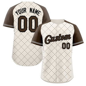 Maillot de baseball authentique personnalisé en forme de losange marron-noir crème