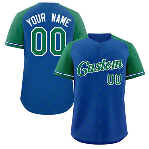 Maillot de baseball personnalisé Royal Kelly vert-blanc losange authentique