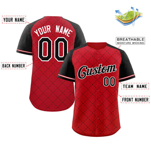 Maillot de baseball authentique losange rouge noir-blanc personnalisé