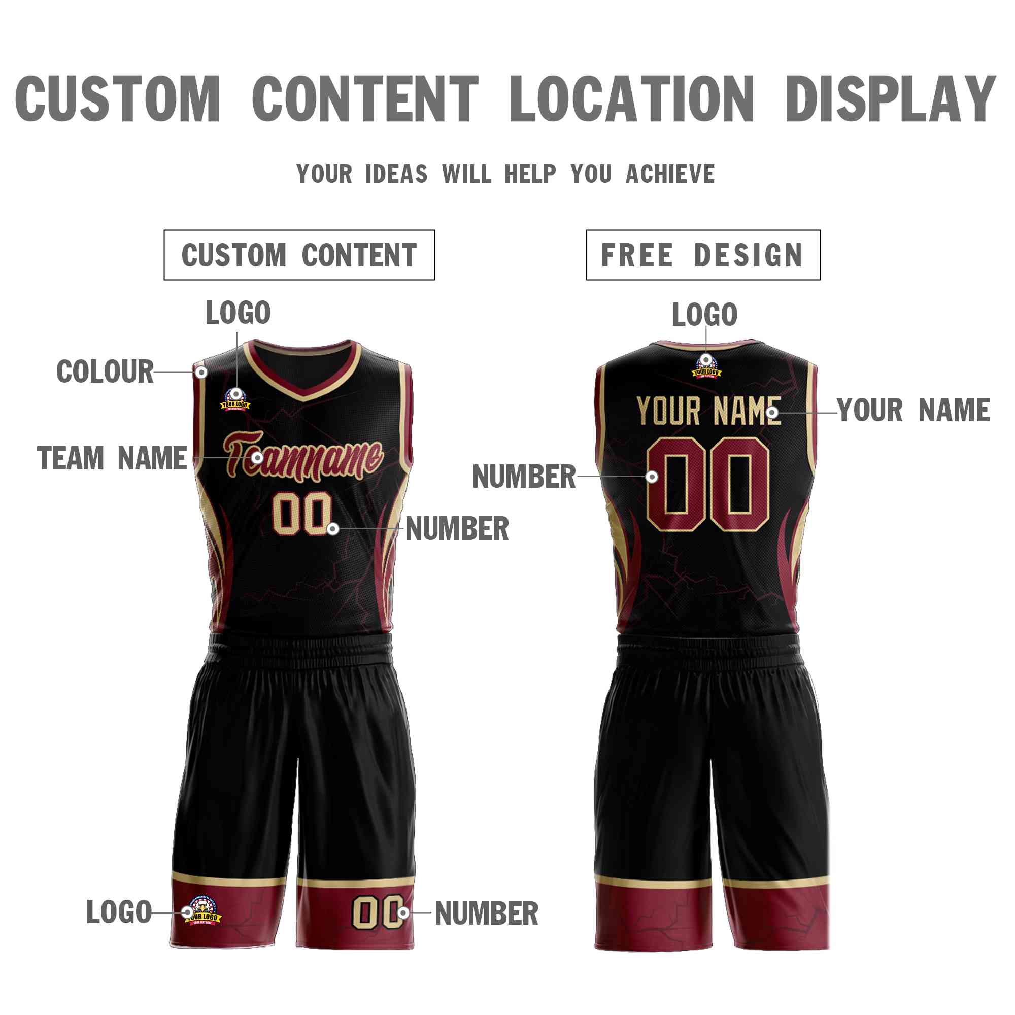 Le motif de graffiti personnalisé noir marron-kaki définit le maillot de basket-ball Lightning