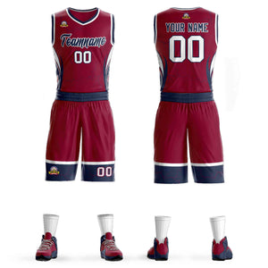 Custom Maroon Navy-White Graffiti Pattern Sets Lightning Basketball Jersey