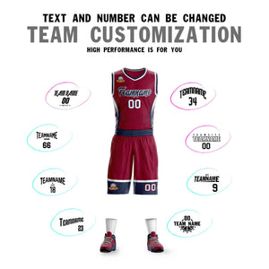 Custom Maroon Navy-White Graffiti Pattern Sets Lightning Basketball Jersey